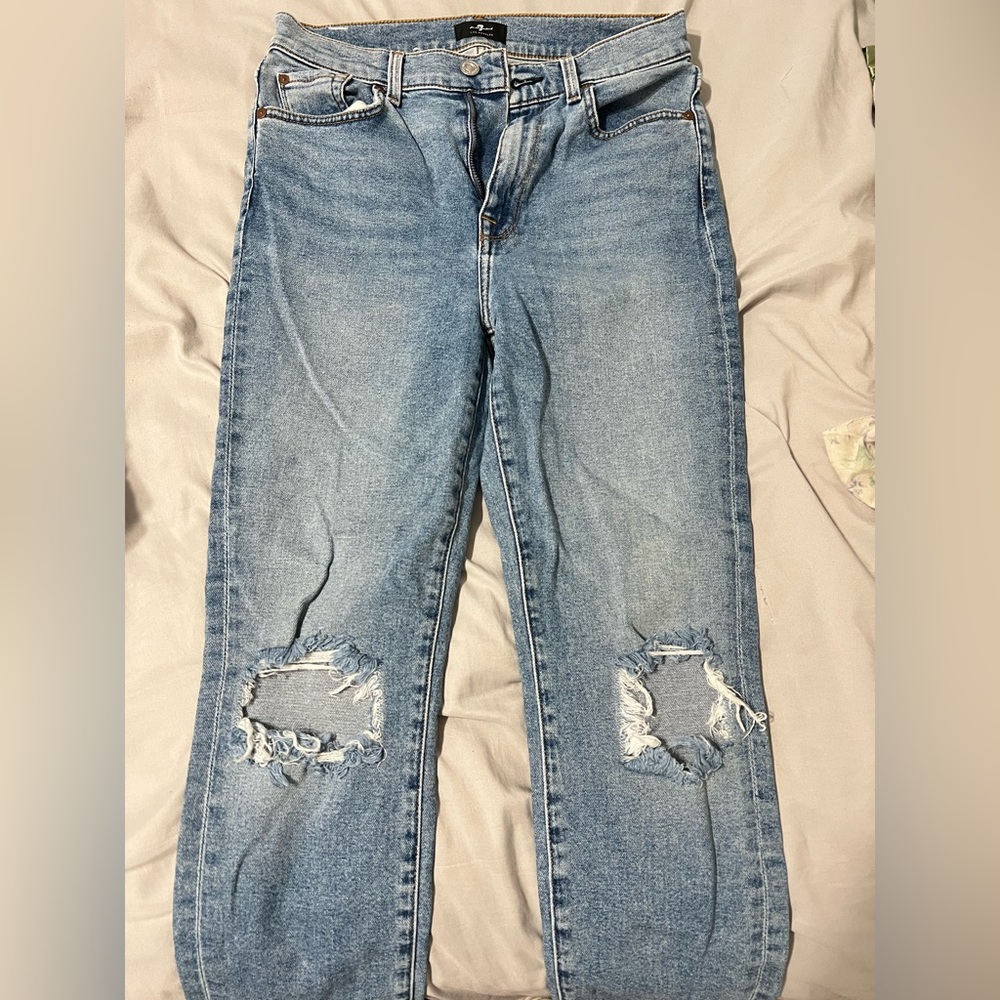 7 for all mankind light wash skinny jeans